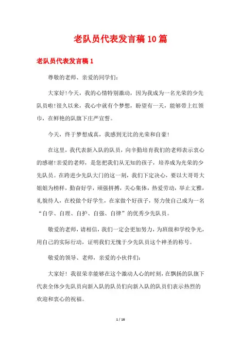 老队员代表发言稿10篇