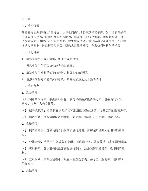 小学生探险主题活动总结(3篇)