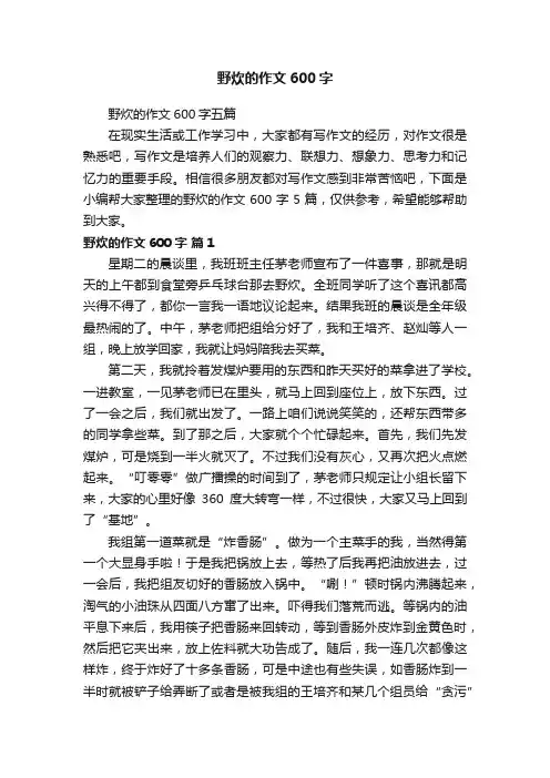 野炊的作文600字五篇