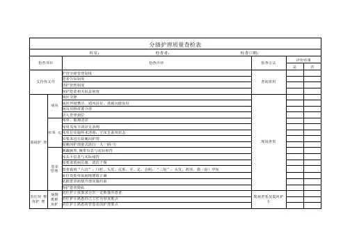 分级护理质量查检表