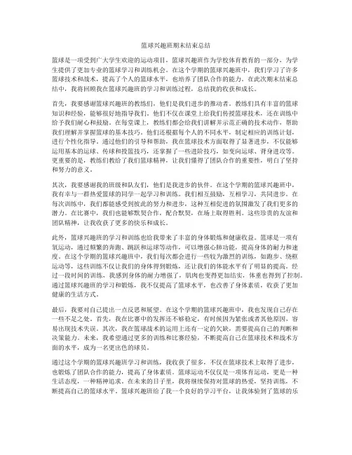 篮球兴趣班期末结束总结