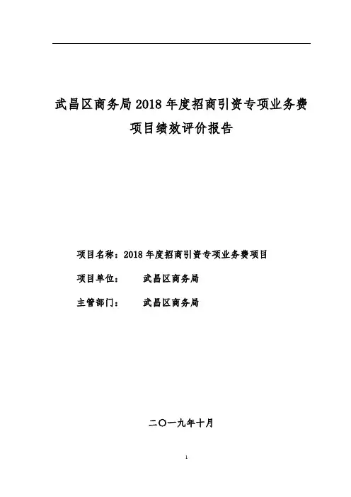 武昌区商务局2018年度招商引资专项业务费项目绩效评价报告