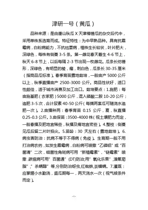 津研一号(黄瓜)