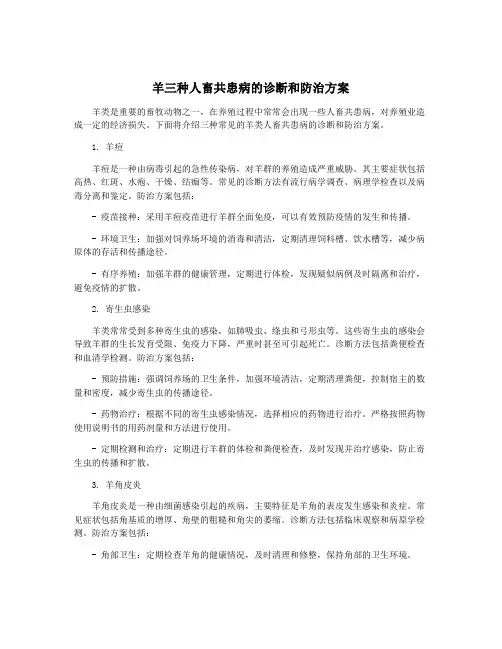 羊三种人畜共患病的诊断和防治方案