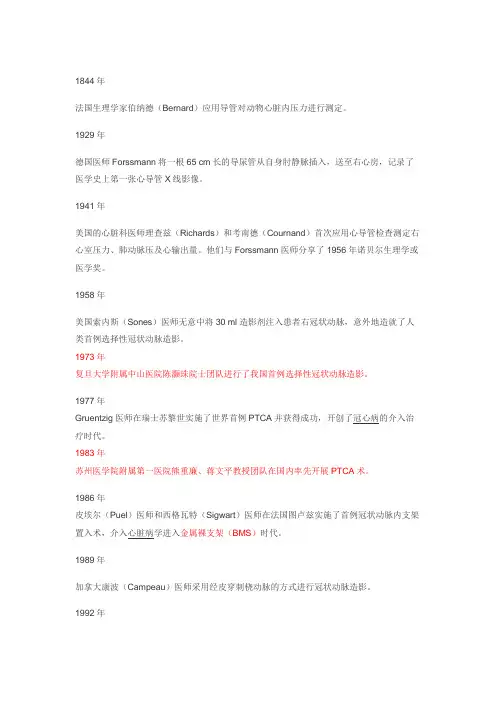 冠脉介入大事记
