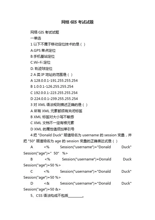 网络GIS考试试题