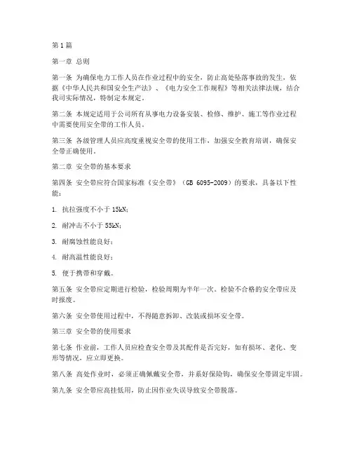 电力公司安全带使用规定(3篇)