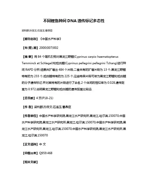 不同鲤鱼种间DNA遗传标记多态性