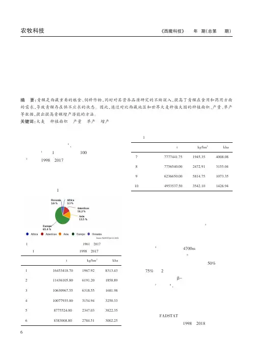 对比大麦大产国浅谈西藏大麦增产潜能