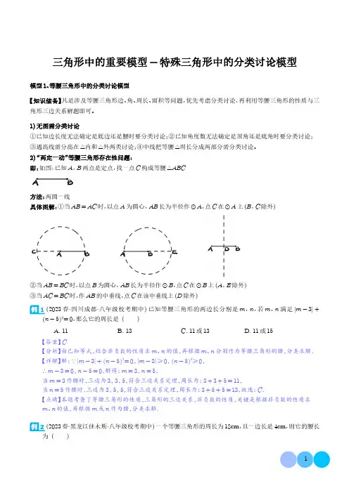 三角形中的重要模型-特殊三角形中的分类讨论模型(解析版)