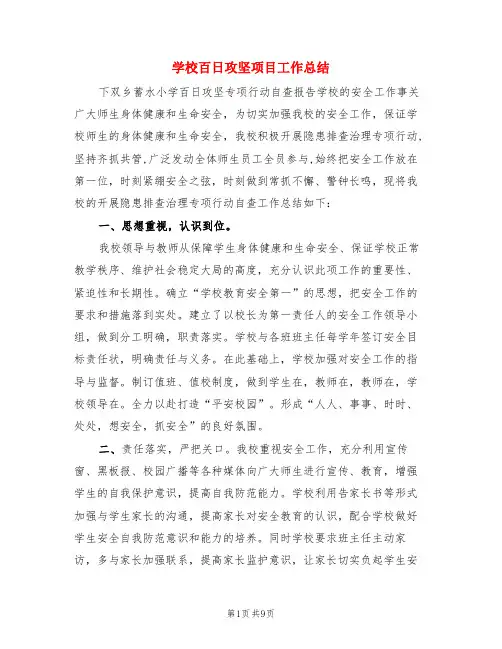 学校百日攻坚项目工作总结(3篇)