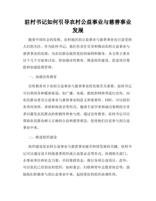 驻村书记如何引导农村公益事业与慈善事业发展