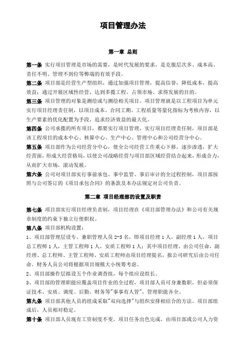 项目管理办法(范例)