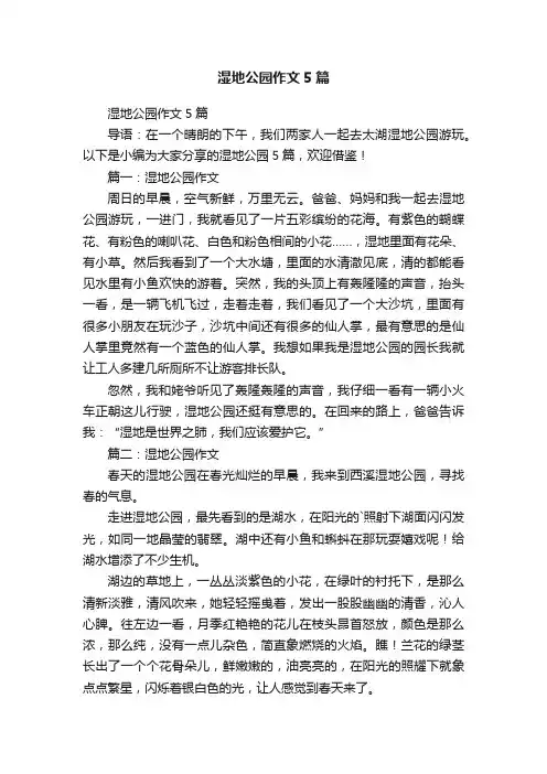 湿地公园作文5篇