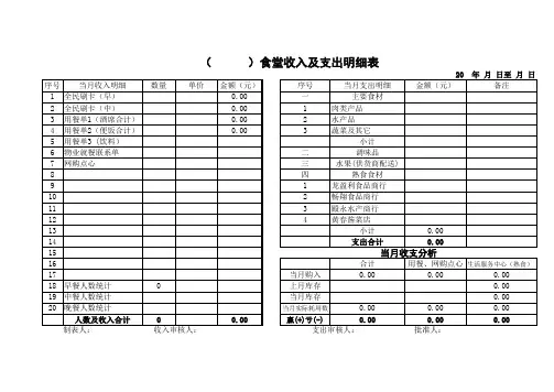 食堂收入及支出明细表模板