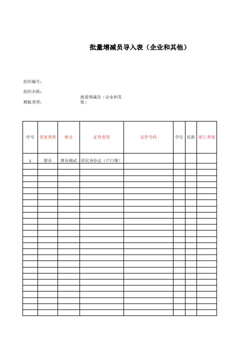 批量增减人员表格