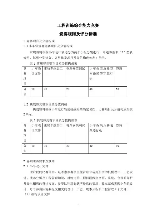 工程训练综合能力竞赛规则及评分标准
