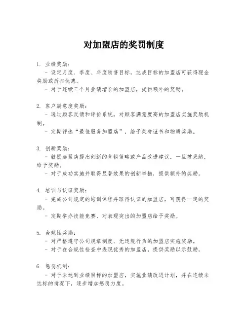 对加盟店的奖罚制度