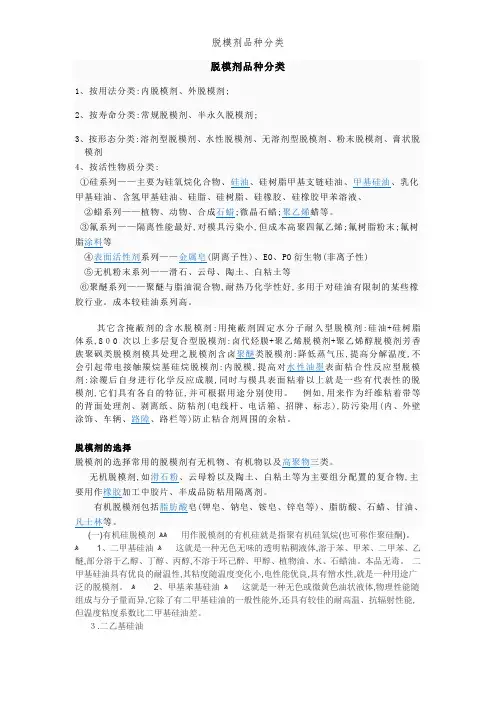 脱模剂品种分类