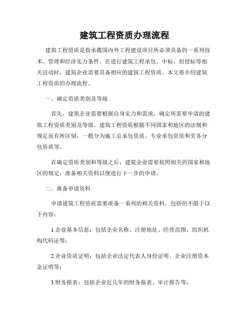 建筑工程资质办理流程