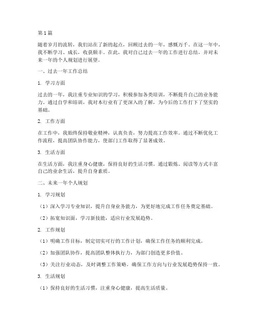 年度总结中的个人规划(3篇)