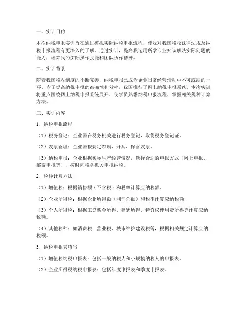 纳税申实训报告