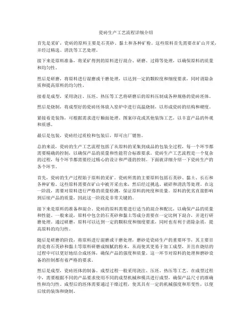 瓷砖生产工艺流程详细介绍