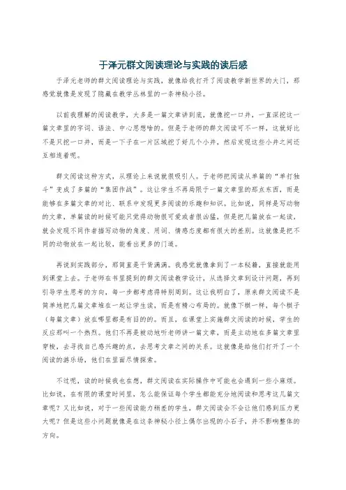 于泽元群文阅读理论与实践的读后感