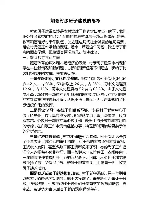 加强村级班子建设的思考