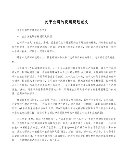 关于公司的发展规划范文