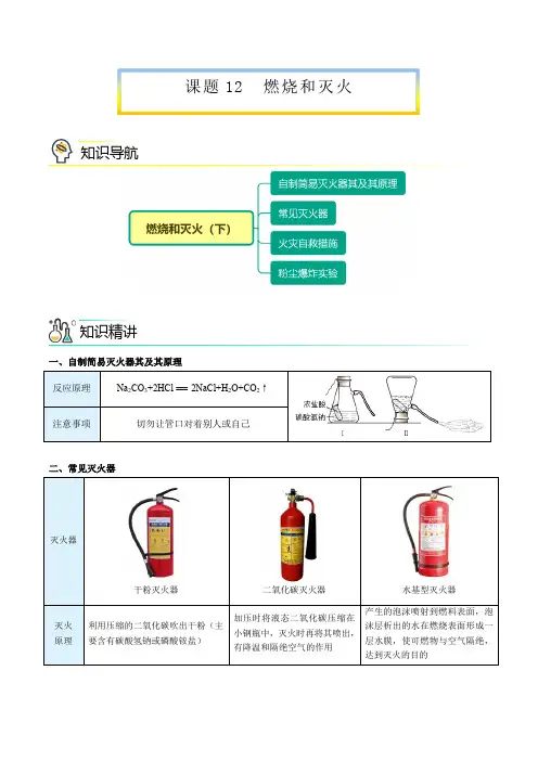 7012燃烧和灭火(学生版)九年级上册化学讲义(人教版)