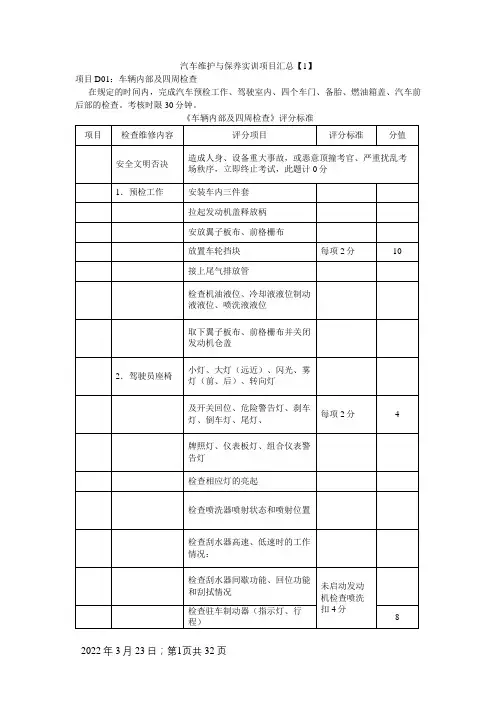 汽车维护与保养实训项目