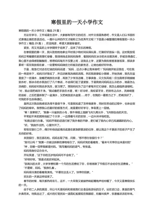 寒假里的一天小学作文（精选29篇）