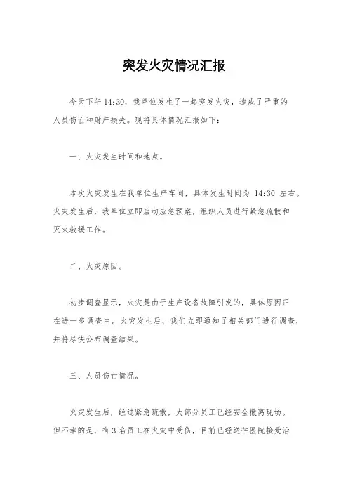 突发火灾情况汇报