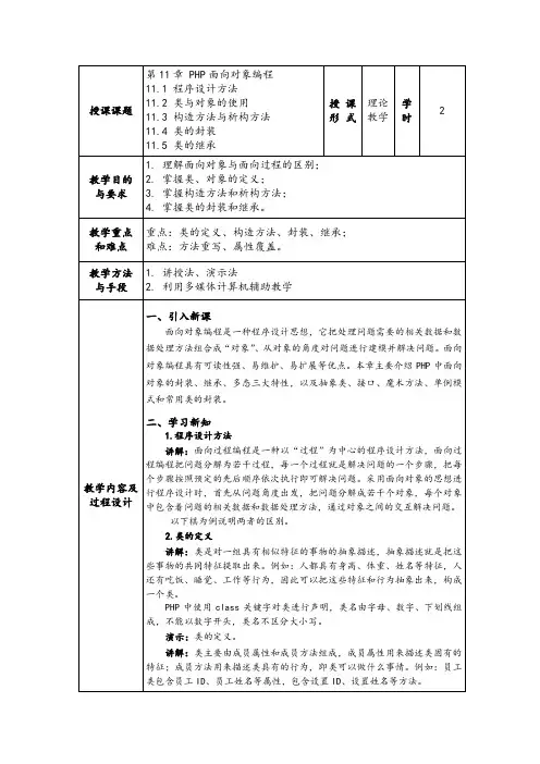 PHP动态网站开发实践教程教案第11章