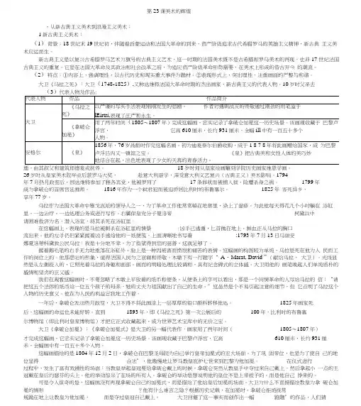 人教版高中历史必修三人教版历史美术的辉煌教案