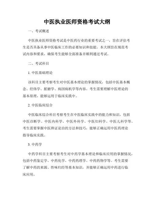 中医执业医师资格考试大纲