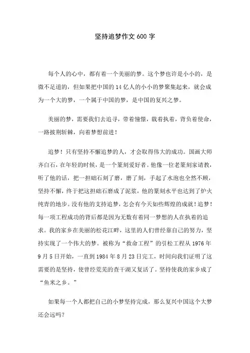 坚持追梦作文600字
