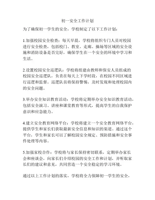 初一安全工作计划