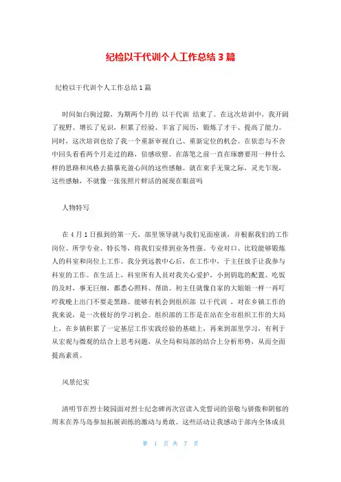 纪检以干代训个人工作总结3篇