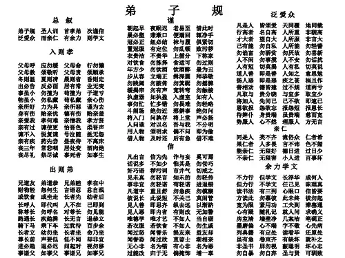 弟子规全文A4一张打印版