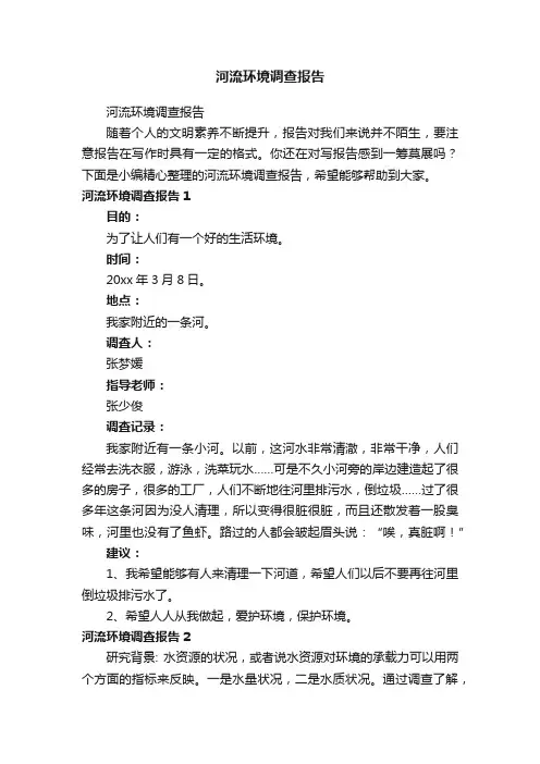 河流环境调查报告