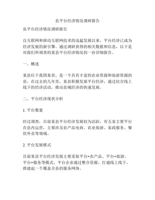 县平台经济情况调研报告