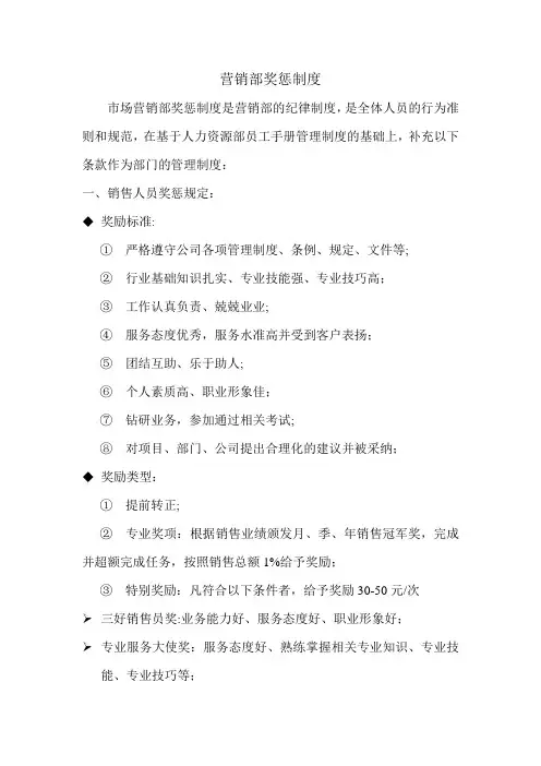 营销部奖惩制度