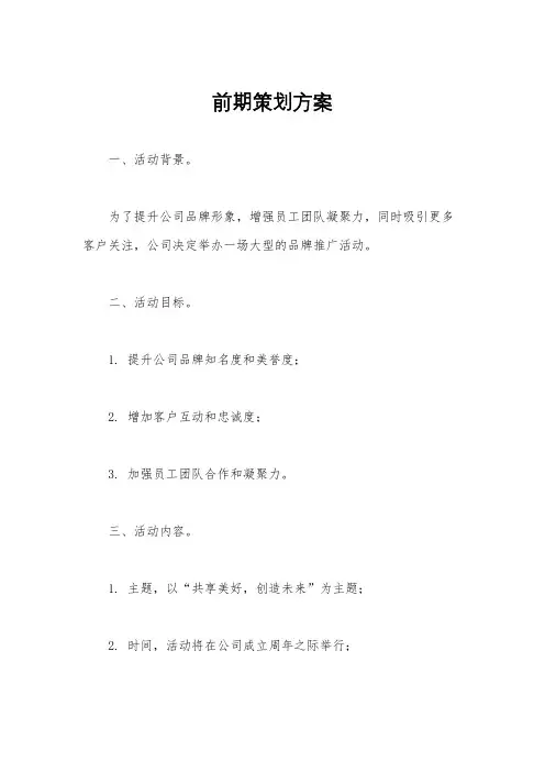 前期策划方案