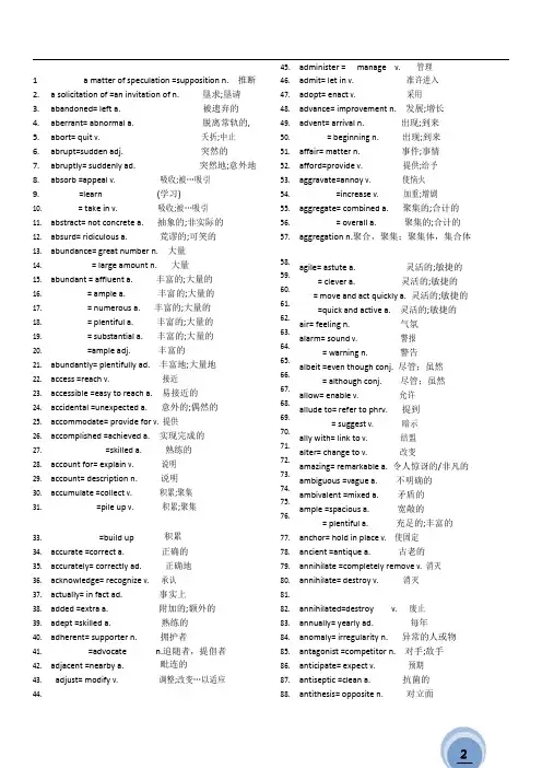 iBT新托福镇魂单词题(词汇题)全集(打印版)1.5版 (修复的) (修复的)