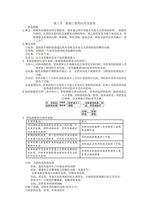 胚胎工程的应用及前景学案