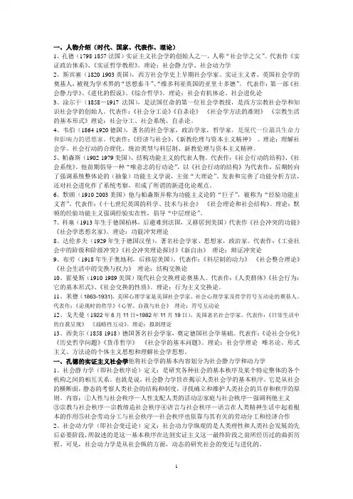 西方社会学理论知识点总结复习