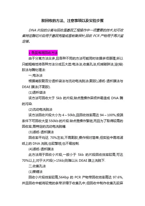 胶回收的方法、注意事项以及实验步骤