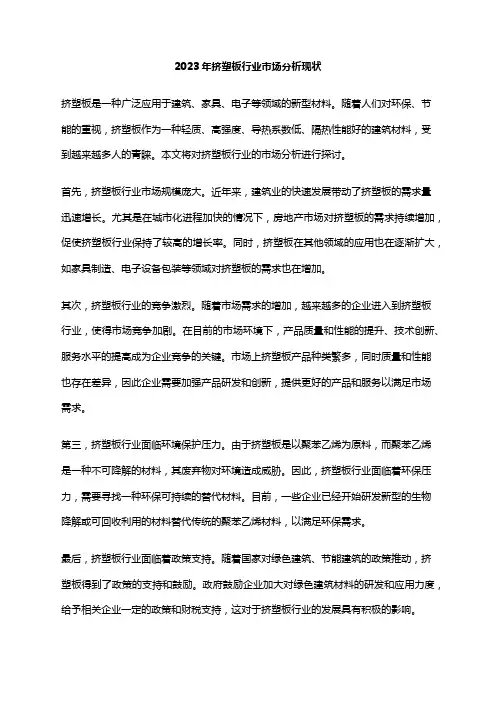 2023年挤塑板行业市场分析现状